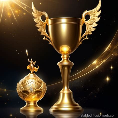 Gold Trophy on Black Background | Stable Diffusion Online