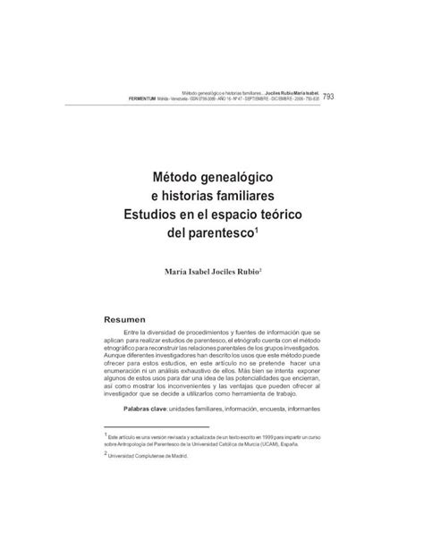 PDF Método genealógico e historias familiares Estudios en Método