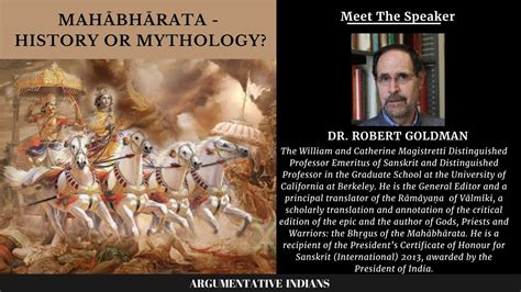 Mahābhārata History or Mythology I Prof Robert P Goldman YouTube