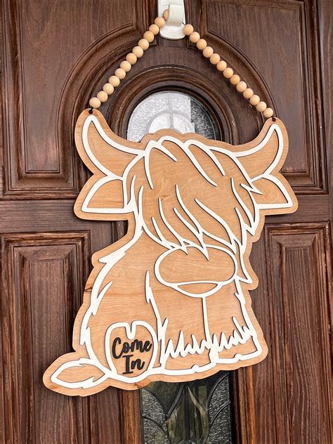 Highland Cow Door Hanger Etsy