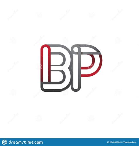 Logotipo Inicial Letra Bp Contorno Ligado Vermelho E Cinza Logotipo