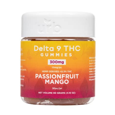 Urb Delta 9 Gummies Passionfruit Mango 300mg 30ct Drganja