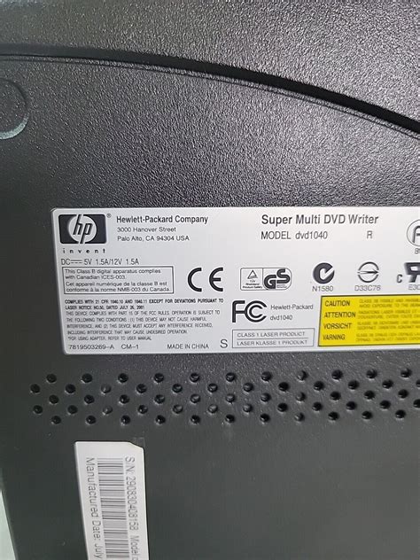 HP External Multiformat DVD Writer DVD1040 With Power Cord EBay