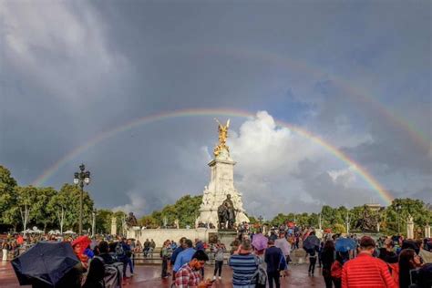 Double rainbows appeared in the British skies over the royal abodes as Queen Elizabeth died ...