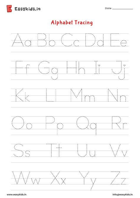 alphabet tracing worksheet  preschoolers english letters worksheet