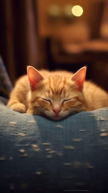 Premium AI Image | A cat sleeping on a couch