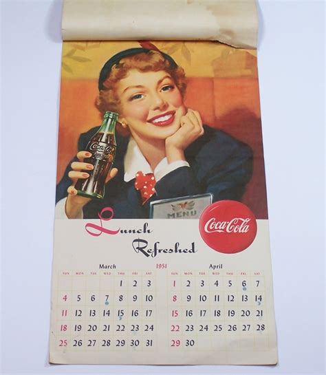 1951 Vintage Originele Coca Cola Reclame Kalender Compleet Etsy Nederland