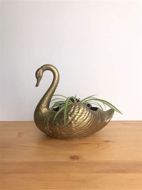 Vintage Brass Swan Planter Etsy Uk Vintage Brass Hornsea Pottery