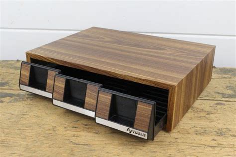 Vintage Faux Wood Cassette Tape Holder Three 3 Pull Out Etsy Faux Wood Cassette Tape Holder