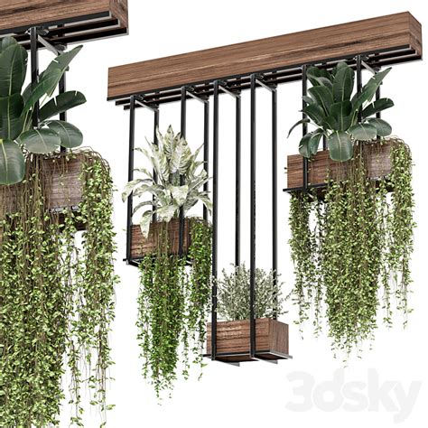 indoor hanging plants in metal box _ Set 775 - Indoor - 3D model