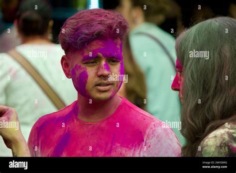 Berlin Germany March 30 2024 Hundreds Of People Celebrate Holi