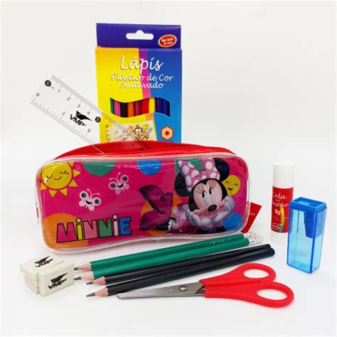 Kit Escolar Kawaii Menina Estojo Completo Minnie Barato Vmp Em Promo O