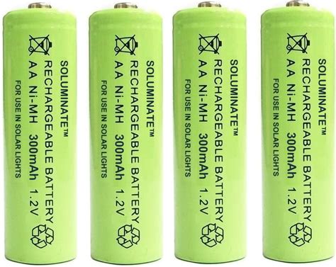 BuyaBattery 4 X Soluminate AA Solar Light Batteries 300mAh Size AA 1