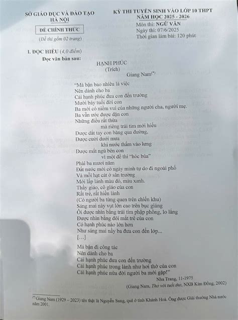 de thi van lop  ha noi hoi ve hanh phuc niem vui tuoi hoc tro