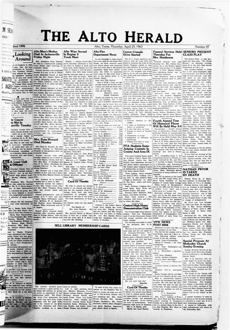 The Alto Herald (Alto, Tex.), No. 47, Ed. 1 Thursday, April 25, 1963