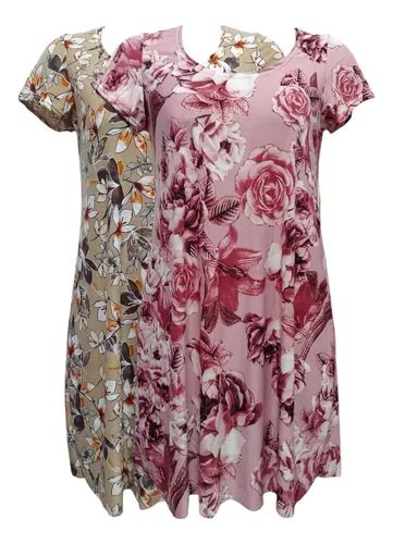 Kit Vestido Malha Liganet Plus Size Lindas Estampas Ver O Mercadolivre