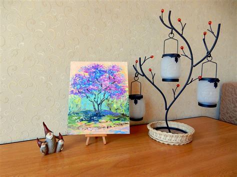 Jacaranda Tree Painting Original Art Blooming Tree Painting | Etsy