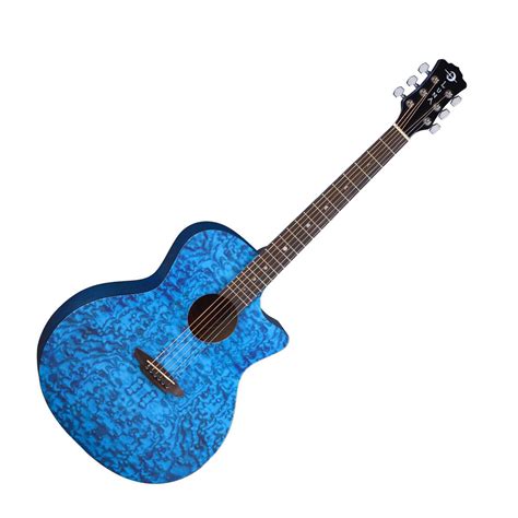 Luna Gipsy Quilted Ash Grand Auditorium Chitarra Acustica Blu Gear4music