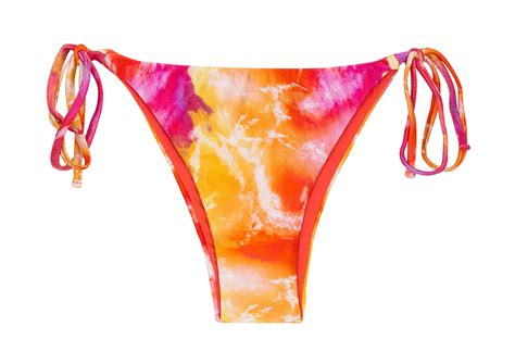 Braguita De Bikini Con Lazos Laterales Y Efecto Teñido En Rojo naranja