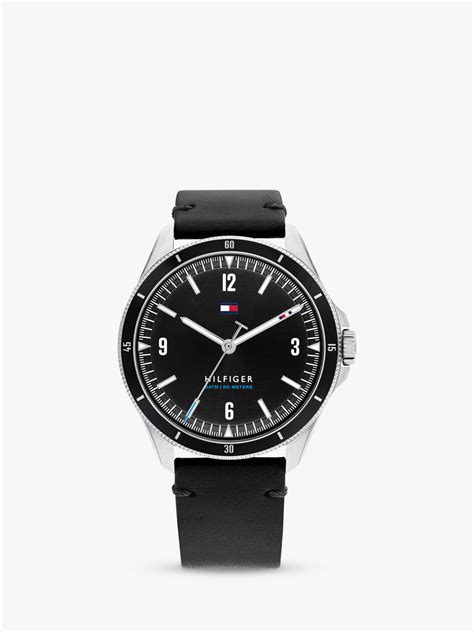 Tommy Hilfiger Men's Maverick Leather Strap Watch, Black 1791904 at John Lewis & Partners