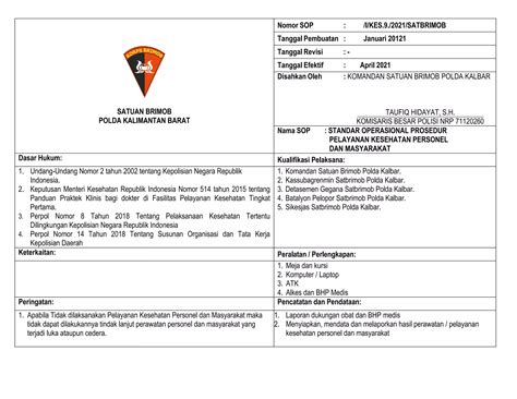 Sop Pelayanan Kesehatan Personel Dan Masyarakatdocx