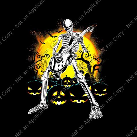 Happy Halloween Funny Skeleton Playing Guitar Pumpkin Png Skeleton Guitar Png Skeleton