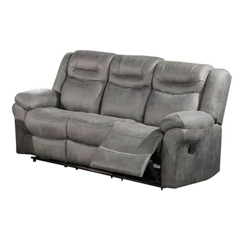 Benjara In Slope Arm Faux Leather Rectangle Power Reclining Sofa In