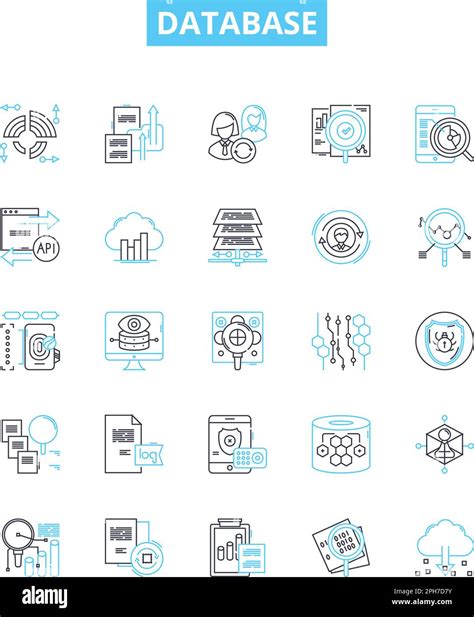 Database Vector Line Icons Set Database Sql Mysql Oracle Access Mongodb Postgresql