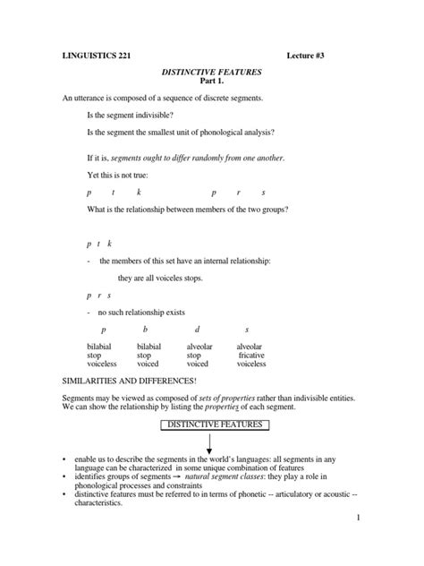 linguistics  lecture  distinctive features