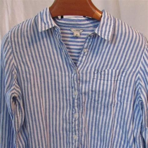 Ll Bean Shirts Ll Bean Mens Bluewhite Stripe 0 Linen Long Sleeve