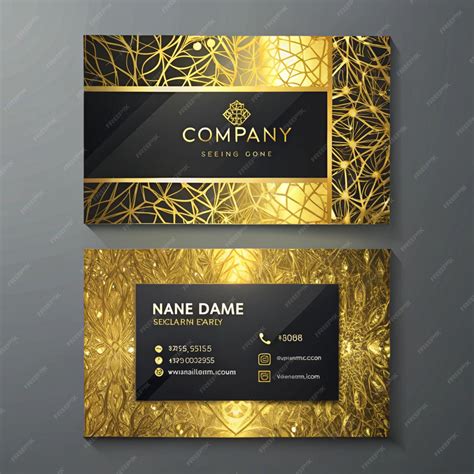 A black and gold business card with a gold and black background ...