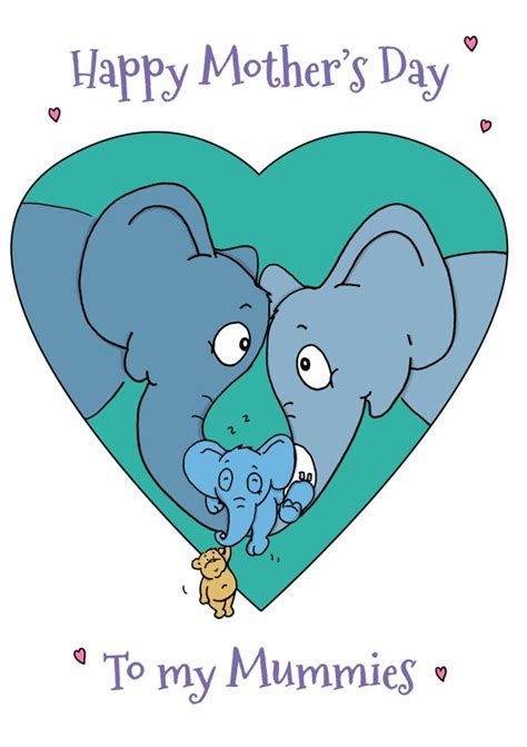 Cute Mothers Day Card Two Mum Families Elephant Lgbtq Thortful