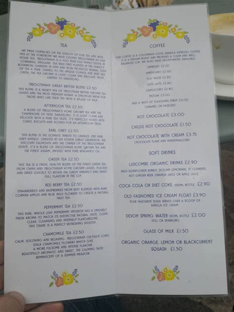 Menu At Primrose Cottage Tearooms Cafe Lustleigh