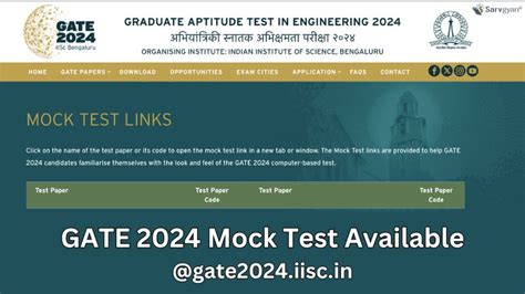 GATE 2024 Subject Wise Mock Test Out Direct Link Active Gate2024 Iisc