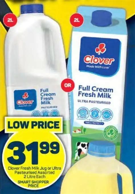 Clover Fresh Milk Jug Or Ultra Pasteurised Assorted Litre Each Offer