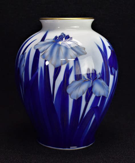 Fukagawa Vase Iris Motif Arita Porcelain Free Shipping Etsy