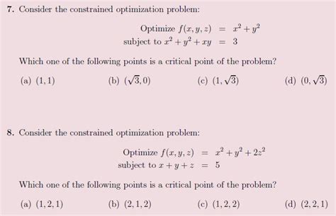 Solved Consider The Constrained Optimization Problem Chegg