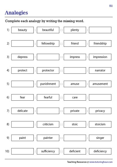 Analogies Worksheet Worksheets Library