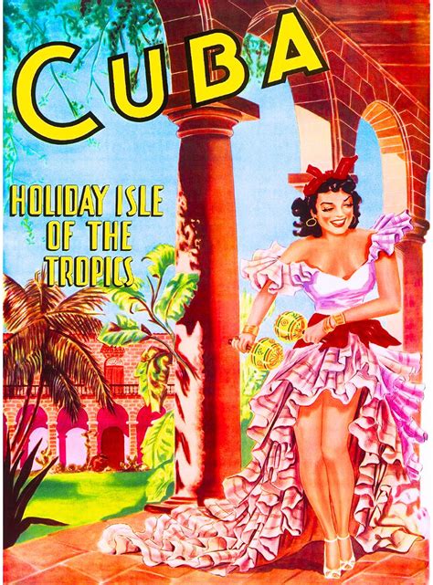 Cuba Cuban Havana Island Girl Holiday Vintage Travel Art Advertisement