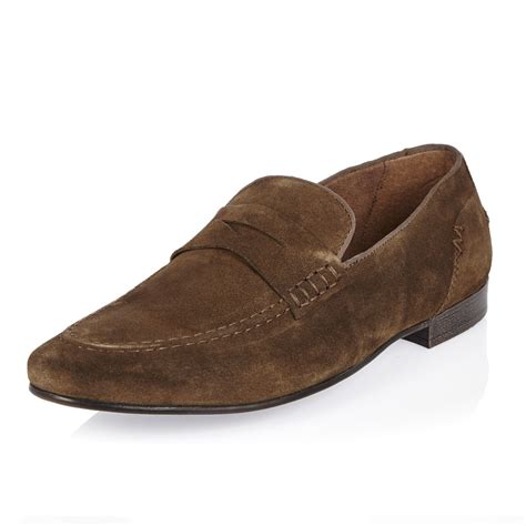 Lyst River Island Brown Suede Saddle Loafers In Brown For Men