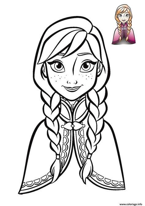 Coloriage anna reine des neiges de face 2018 - JeColorie.com