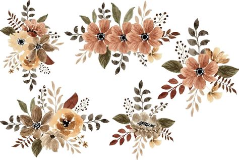 Premium Vector Watercolor Brown Spring Flower Arrangement Bouquet