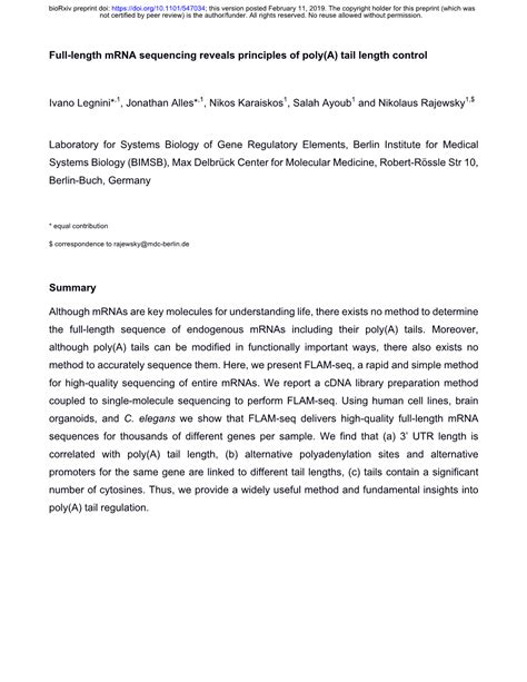 Full Length Mrna Sequencing Reveals Principles Of Poly A Tail Length