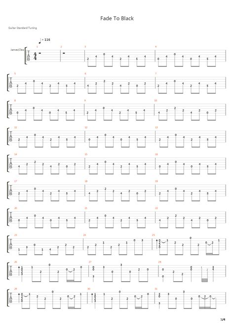 Fade To Black吉他谱 Gtp谱 Metallica 金属乐队