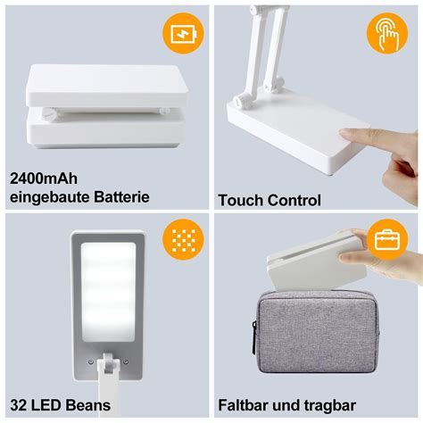 Led Tischlampe Akku Lampe Faltbare Touch Schreibtischlampe