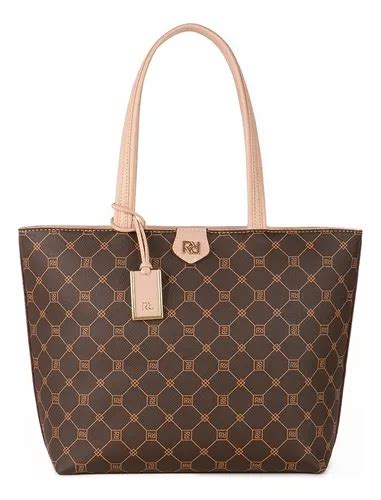 Bolsa Tote Shopper Feminina Rafitthy Monograma Cor Marrom