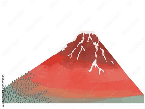 富士山 赤く染まった赤富士のイラスト Stock Vector Adobe Stock