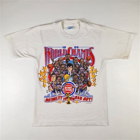 Detroit Pistons Motor City Bad Boys 1989 World Champs Caricature T