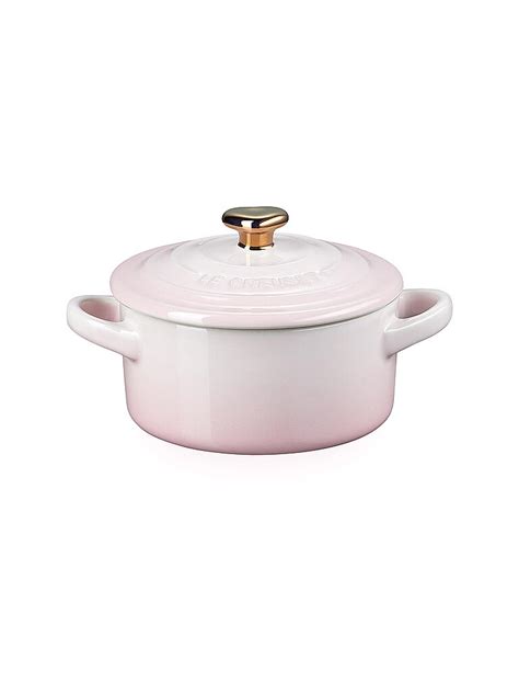 Le Creuset Mini Cocotte Mit Goldenem Herzknauf Cm L Shell Pink Rosa