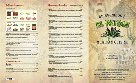 Menu El Patron Mexican Cuisine